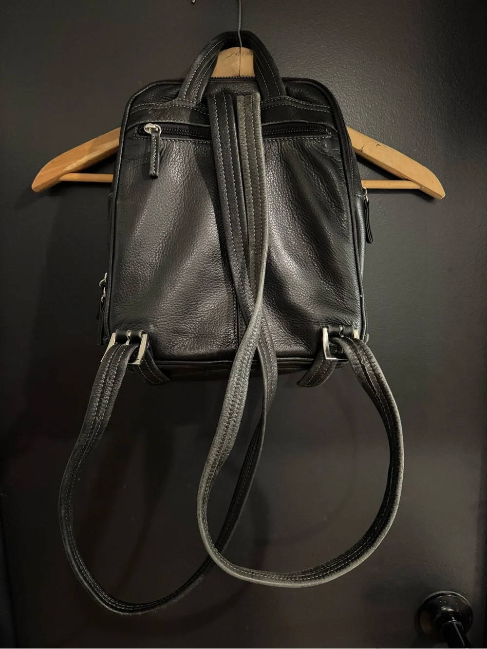 Vintage Y2K Minimalist Black Leather Travel Mini Backpack
